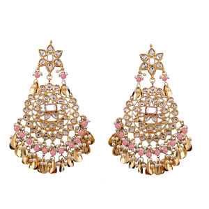 ต่างหูอินเดียแบบ Kundan โลหะผสมประดับมุกเทียม สำหรับเจ้าสาว แฟชั่นงานแต่งงาน ต่างหูแบบห้อยสำหรับผู้หญิง ขายส่งชุดเครื่องประดับแฟชั่น ของขวัญ - Product Image 1