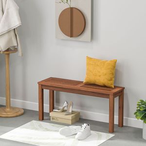 Panca da giardino a 2 posti con seduta a doghe traspirante, senza schienale, per sala da pranzo - Product Image 3