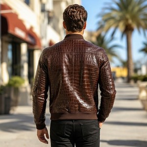 Chaqueta Bomber de Cuero con Acabado de Lujo LEATHER SPOT, Hecha a Mano, Transpirable, Informal, para Verano, Estilo Urbano - Product Image 2