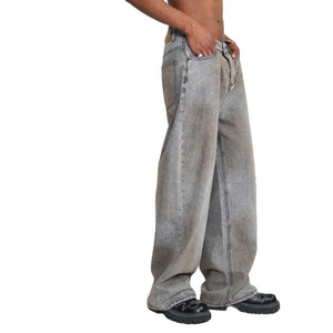 Jeans droits pour hommes personnalisés en gros, jeans bleu clair, jeans droits tendance pour hommes, jeans délavés à l'acide, pantalon baggy pour hommes avec service OEM - Product Image 4