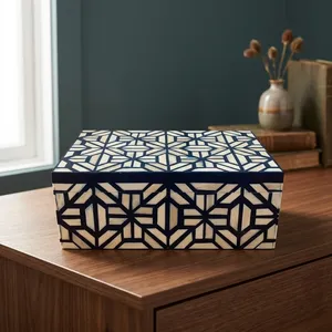 Handmade Wooden Jewelry <b>Box</b> with Geometric Inlay Pattern Elegant <b>Trinket</b> Organizer Decorative Storage Case for Bedroom HomeDecor - Product Image 2