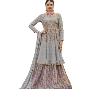 Dernière Designer Faux Georgette Broderie Travail Kurti Lehenga Par Fab Zone - Product Image 1