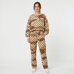 Trendy Two Piece Matching Outfit <b>Women</b> Casual Polka Dot Sweatshirt And Wide Leg <b>Pants</b> 2 Piece <b>Lounge</b> Set - Product Image 6