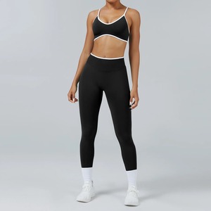 Ensemble de yoga sans couture pour femme, leggings de sport taille haute et soutien-gorge de sport dos nageur, séchage rapide, ensemble fitness 2 pièces pour femme - Product Image 4