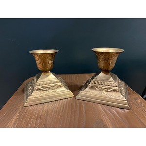 Brass Candle Stand With Embossed Design Pyramid Base Home Decoration Metal Candle Holder Durable - Product Image 6
