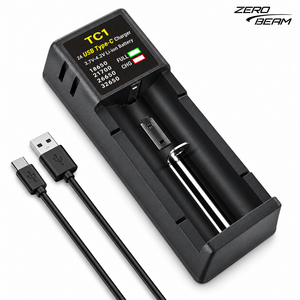 Cargador de Batería Portátil USB C con Indicador LED ZEROBEAM TC1, Cargador de Iones de Litio y NiMH de una Sola Ranura para Celdas 18650, 21700 y 26650 - Product Image 1