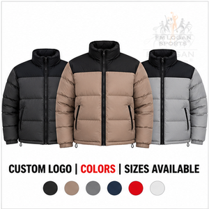 Chaqueta Acolchada de Dos Tonos Personalizada para Hombre, Chaqueta de Invierno Acolchada Gruesa, Chaqueta Acolchada con Bloques de Color Negro y Beige, Cuello Alto, Cálida - Product Image 5