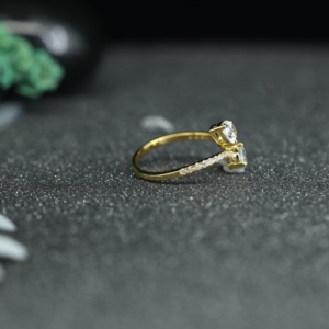 Luxury Pear Cut Moissanite Open <b>Ring</b> 925 <b>Sterling</b> <b>Silver</b> Gold Plated <b>Adjustable</b> Diamond Style Women Wedding Statement <b>Ring</b> - Product Image 6