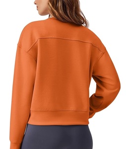 Nouveau design, sweat-shirt en coton pour femme, col rond, manches longues, épaules tombantes, uni, confortable, décontracté, fabriqué au Bangladesh - Product Image 2