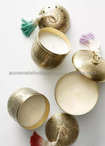 Pot de cire à bougie blanc et or avec cadeaux de conception de diamant et décoration intérieure en métal fabriqué en Inde OEM personnalisé disponible - Product Image 3