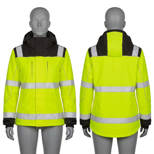 <b>men</b> and Women Security <b>Jacket</b> Softshell Polyester Orange <b>Reflective</b> Panel Hooded Custom Embroidery Print Logo Workwear Safety - Product Image 3