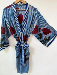 Bata Kimono de Algodón con Estampado Artesanal para Mujer, Cuello en V, Secado Rápido, Manga Larga, Estilo Indio, para Verano - Product Image 2