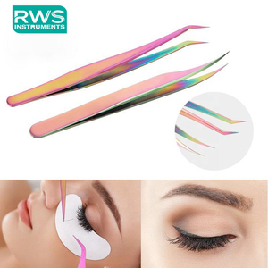 Ensemble de pinces en acier inoxydable RWS Instrument, couleur arc-en-ciel, outils de précision pour extensions de cils, usage manuel et chirurgical, certifié CE - Product Image 1