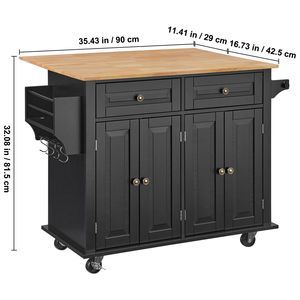 Carrello da Cucina Mobile con Piano in Legno da 43 Pollici, Tavolo Girevole, Portaspezie, Portasciugamani e Armadietto in Acciaio e Metallo - Product Image 5