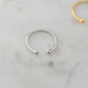 Anillo Abierto Minimalista Chapado en Oro con Extremo de Bola, Anillo de Plata Unisex para Uso Diario, Diseño de Banda Lisa - Product Image 2