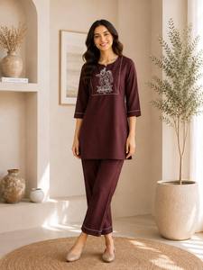 Beautiful Heavy Quality Salab Cotton Women's <b>Wedding</b> Festive Wear 2pc <b>TOP</b>-PANT Set-TENNECY Quick Dry & Stretchable - Product Image 3