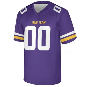 Customizable Purple American Football Jersey V-Neck Short Sleeve Sublimated Print Moisture Wicking Uniform for <b>Men</b> - Product Image 1