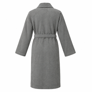 Bata de Felpa Larga para Mujer, Cuello Mandarín, Manga Larga, Suave y Cómoda, para Otoño, Color Sólido, 100% Algodón, Lavable a Máquina - Product Image 2