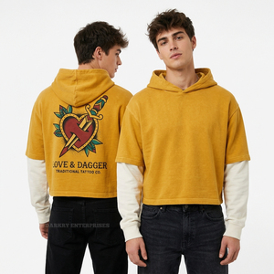 Custom Pullover Hoodie Men Streetwear Heart Lock <b>Key</b> Graphic Print Cotton Fleece Hooded Sweatshirt Premium Apparel Manufacturer - Product Image 2