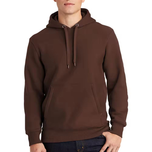 Sweat à capuche décontracté pour homme en molleton épais, doux, avec col à capuche, imprimé uni, poche hiver, logo personnalisé, teinture unie - Product Image 1
