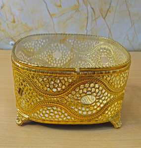 Luxury Gold Filigree Jewelry <b>Box</b> Ornate Metal Mesh <b>Keepsake</b> <b>Box</b> Handcrafted Decorative Gift <b>Box</b> Vintage Wedding Favor <b>Box</b> - Product Image 3