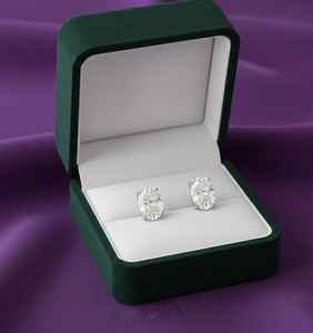 Pendientes ovalados de moissanita chapados en oro de 18 quilates, plata de ley 925, oro blanco o amarillo, elegante regalo de joyería - Product Image 3