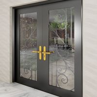 Portes d'entrée en fer forgé pour la maison, porte d'entrée en acier et verre sur mesure, design extérieur moderne et décoratif pour villa résidentielle