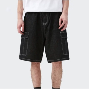 Shorts en jean vintage délavé pour homme, effet usé avec broderie déchirée, longueur genou, vente chaude - Product Image 5
