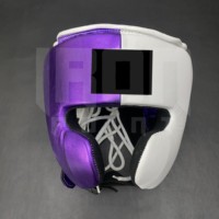 Ensemble de gants de boxe personnalisables blancs et violets, avec poignées, en cuir de vachette véritable, rembourrage épais à 4 couches, à lacets, antidérapants