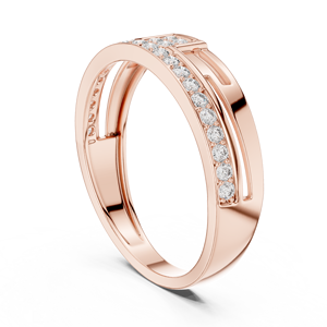 Rose Gold Diamond Pavé Geometric Band <b>Ring</b> for Women Elegant Contemporary <b>Fine</b> Jewelry Anniversary Gift Design - Product Image 3