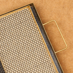 Juego de Bandejas de Servir de Metal Estilo Nórdico con Asas, Diseño Geométrico, Negro y Dorado, Plato Decorativo para Hogar, Hotel, Catering - Product Image 5