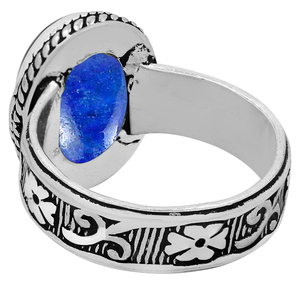 Gourik Vintage 925 Sterling Silver <b>Lapis</b> <b>Lazuli</b> Southwest Bohemian Oval Gemstone Bezel Set Solitaire Everyday Wear Oxidized <b>Ring</b> - Product Image 3