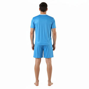 Men's Blue V-Neck <b>Soccer</b> Jersey Short Sleeve Moisture Wicking Gradient Design Regular Fit Adult Sports Apparel - Product Image 2