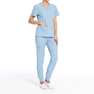 Ensembles d'uniformes infirmiers unisexes personnalisés pour usage hospitalier, haut et pantalon en coton tricoté 100% - Product Image 3