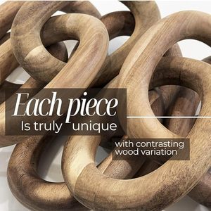 Natural <b>Wood</b> Knot Tabletop Decor Hand Carved Chain Link Ornament for Coffee Table Shelf Living Room - Product Image 3