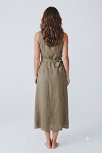 Vestido largo de algodón con corte acampanado, sin mangas, con lazo en la cintura, estilo bohemio para vacaciones en la playa, estampado floral, ecológico - Product Image 3