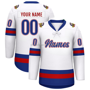 Maillot de hockey blanc, vert et noir, uniforme d'équipe personnalisé, sublimé, col en V, manches longues, numéro de joueur, nom, logo, maquette - Product Image 2