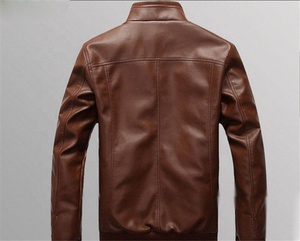 Fitness Accessories Empire Men's Winter Slim Fit Casual Embossed Waterproof Genuine Leather Motorcycle Biker Jacket Zipper - Product Image 3