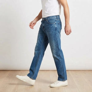 Jeans pour hommes à jambe droite, 14 oz, en coton, denim classique délavé, sur mesure, OEM, faible MOQ - Product Image 3