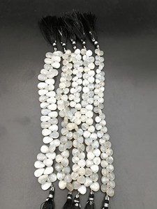 Chaîne de pierres de lune blanches naturelles en forme de cœur, perles de pierres de lune de 5-6 mm, 8 pouces, pour la fabrication de bijoux - Product Image 3