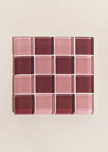 แผ่นรองแก้วโมเสคแก้วลายตารางสี่เหลี่ยม แผ่นรองกันความร้อนสำหรับวางแก้ว - Product Image 4