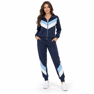 Custom <b>Women</b> Zipper Tracksuit Lightweight Casual Outfit Soft Polyester Fabric Zip Up <b>Jacket</b> And Pants Comfortable Fit Streetwear - Product Image 1