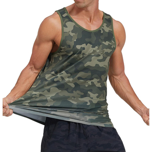 Manufacturer Men's Customizable Camouflage Print Performance Tank Top Bulk Muscle Fit Vest Quick Dry Gym Fitness Wear Tank Tops - Product Image 3