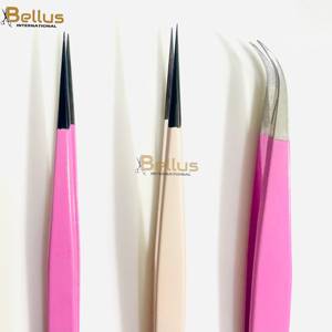 แหนบต่อขนตา Bellus International Professional สีชมพูสด ปลายไฟเบอร์เรียบ ผลิตจากสแตนเลสสตีล สำหรับช่างต่อขนตา - Product Image 3