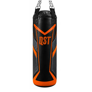 Saco de Boxeo Resistente QST de Cuero PU, Saco de Boxeo Colgante Negro y Naranja con Cierre de Cremallera Duradero para Adultos - Product Image 1