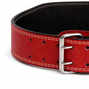 Cinturón de Fitness de Cuero Vacuno Genuino SAAR INDUSTRIES para Sentadillas y Peso Muerto, Cinturón de Powerlifting Rojo Personalizado, Profesional y Resistente - Product Image 4