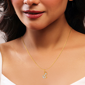 Pendentif en or jaune avec diamants de laboratoire taille ronde, design romantique, bijoux pour femme à porter au quotidien - Product Image 4