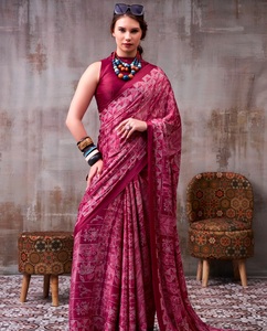 Indian Traditional Casual Satin <b>Silk</b> Saree in Printed for Daily Wear and Festive Function for Women Comfortable Fancy Outfit - Product Image 1