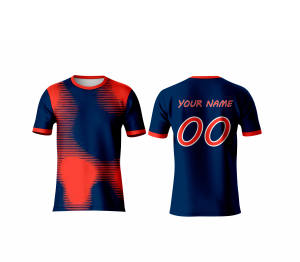 T-shirt à manches courtes en polyester à col rond avec impression intégrale par sublimation pour la production de vêtements personnalisés - Product Image 1