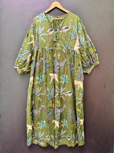 Vestido Midi Estampado de Algodón Hermoso para Mujer, Ropa Casual de Verano Natural para Vacaciones, Fiestas y Uso Diario - Product Image 5